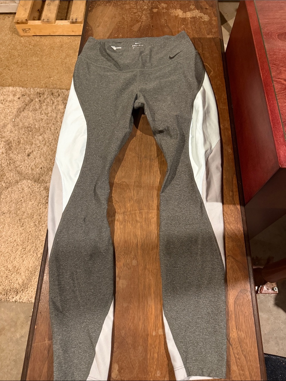 Nike Gray Leggings with White Side Panels